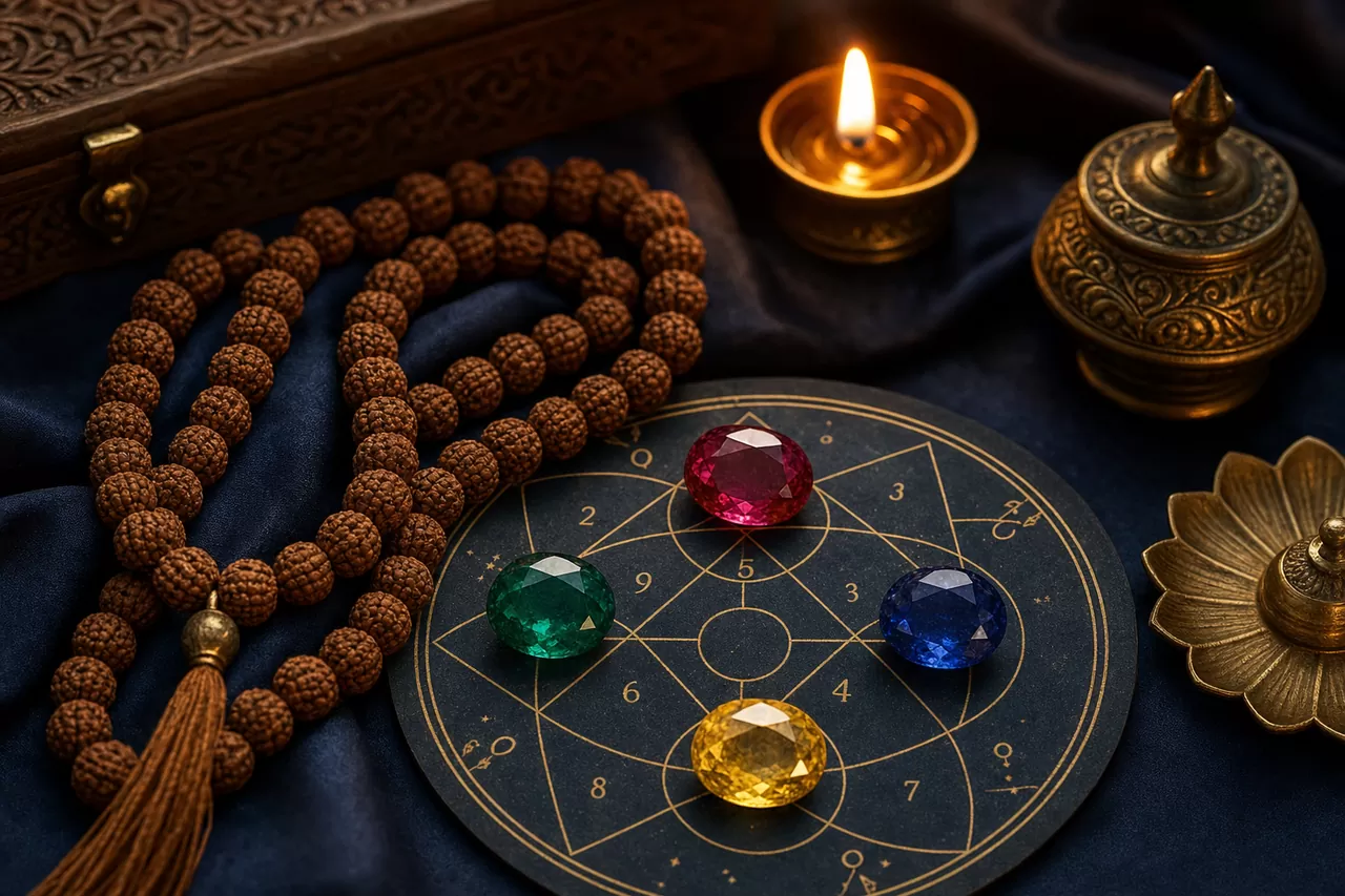 Astrological gemstones and a numerology chart